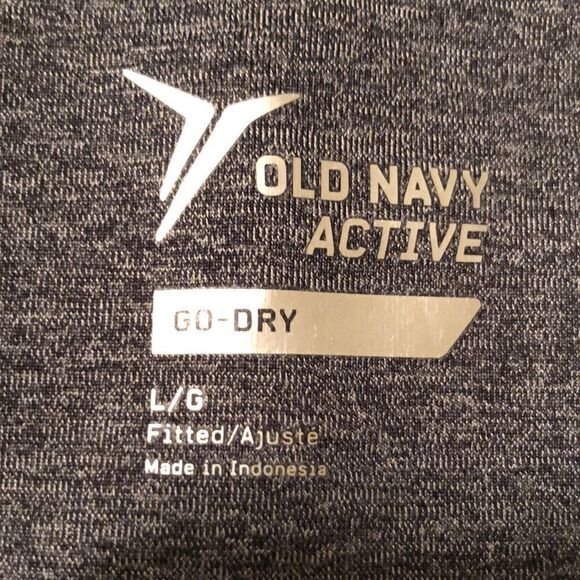 ON L Active Go-Dry Charcoal Gray Heathered Mesh Pleated Inset Athletic Legging - Picture 6 of 10